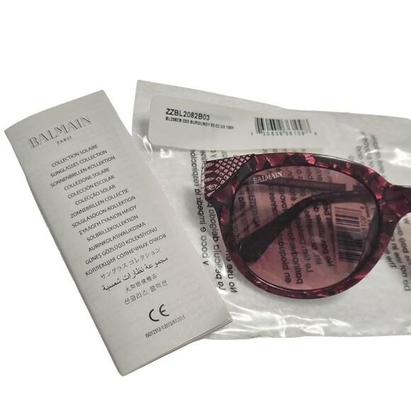 Balmain Paris Burgundy Cat Eye Womens Sunglasses New In Packaging Case Included - Picture 1 of 9